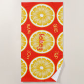 独身最後の女の子のオレンジ黄色ビーチタオル ビーチタオル (正面)