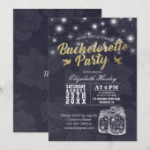 独身最後の女友達とのパーティー ウェディング シャワー メイソンジャー ストリング ライト 招待状 (正面/裏面)