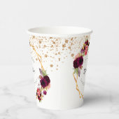 独身最後の女友達とのパーティー 白 ワインボルドーフラワーグリッター 紙コップ (右)
