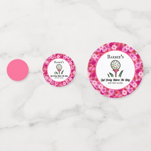 独身最後の女友達とのパーティー  結婚前のお披露目  ゴルフ ピンク フローラル コンフェッティ (裏面)