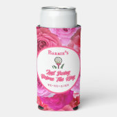 独身最後の女友達とのパーティー 結婚前のお披露目 ゴルフ ピンク フローラル スリム缶クーラー (Seltzer正面)