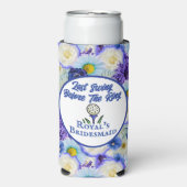 独身最後の女友達とのパーティー 結婚前のお披露目 ゴルフ 青 花 スリム缶クーラー (Seltzer正面)