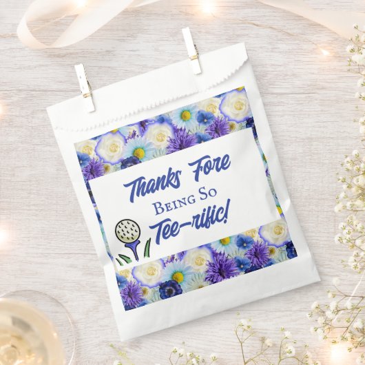 独身最後の女友達とのパーティー  結婚前のお披露目 ゴルフ 青 花 フェイバーバッグ (クリップ留めされた状態)