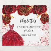 独身最後の女友達とのパーティー 赤い白のドレス 花 スパークリングワインラベル (シングルラベル)