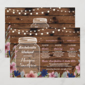 独身最後の女友達との会  結婚前のお祝い 計画スケジュール 木製 招待状 (正面/裏面)