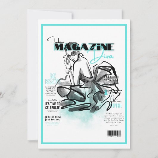 独身最後の女友達パーティーのファッション ディーバ マガジン 招待状 (正面)