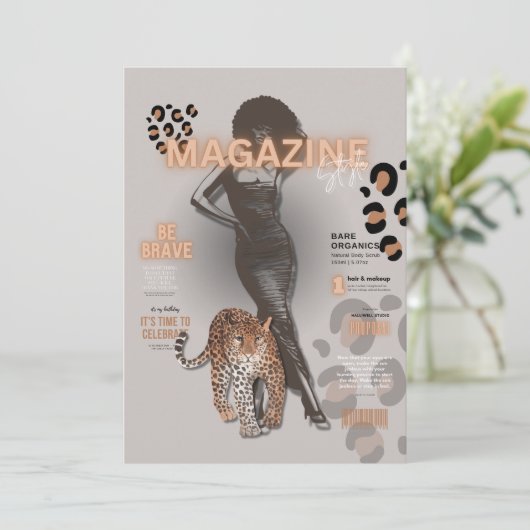 独身最後の女友達パーティーのファッション・ディーバ・マガジン 招待状 (スタンド正面)