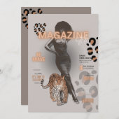 独身最後の女友達パーティーのファッション・ディーバ・マガジン 招待状 (正面/裏面)