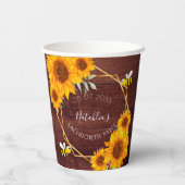 独身最後の女友達パーティーひまわりラスティックウッド ブラウン 紙コップ (裏面)