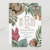 独身最後の女友達パーティー招待状 & ビーチでの独身最後の旅の予定 招待状 (正面/裏面)