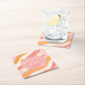 独身最後の女友達パーティー景品 レトロ ピンク 恋に酔って スクエアペーパーコースター (インサイチュ)