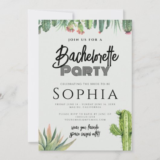 独身最後の女友達パーティー ケアレス ウォーターカラー サージュ ガーデン 招待状 (正面)