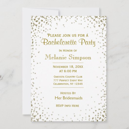 独身最後の女友達パーティー | ゴールドの飾り 招待状 (正面)