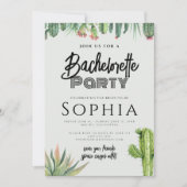 独身最後の女友達パーティー サボテン 水彩 サギの庭 招待状 (正面)
