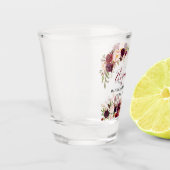 独身最後の女友達パーティー バーガンディー 水彩 花 ショットグラス (左)