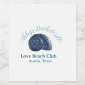 独身最後の女友達パーティー ビーチクラブ 青い貝殻 ネーム ワインラベル (シングルラベル)