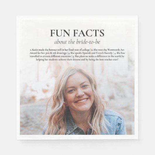 独身最後の女友達パーティー ブライダルシャワー 花嫁になる前の楽しい事実 スタンダードランチョンナプキン (正面)