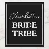 独身最後の女友達パーティー ブライド トライブ 黒と白 ワインラベル (シングルラベル)