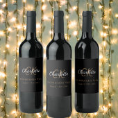 独身最後の女友達パーティー ブラックゴールドのモノグラム ワインラベル