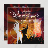 独身最後の女友達パーティー ブラック ゴールド ホワイト カクテル 招待状 (正面/裏面)