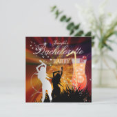 独身最後の女友達パーティー ブラック ゴールド ホワイト カクテル 招待状 (スタンド正面)