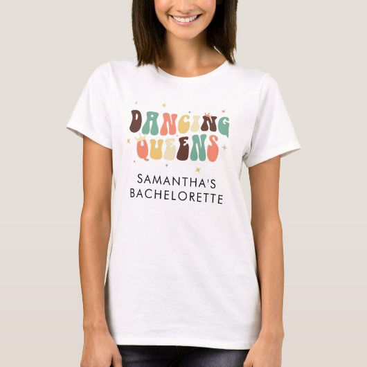 独身最後の女友達パーティー レトロ ダンシング クイーンズ カスタム Tシャツ (正面)