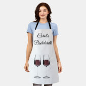 独身最後の女友達パーティー ワインボトル用 赤ワイングラス エプロン (着用した状態)