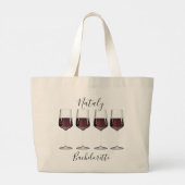 独身最後の女友達パーティー ワインボトル用 赤ワイングラス ラージトートバッグ (裏面)