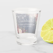 独身最後の女友達パーティー 青い木 ワインレッド 花 ショットグラス (裏面)