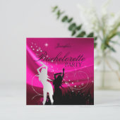 独身最後の女友達パーティー 黒 ピンク 白 シルバー 招待状 (スタンド正面)