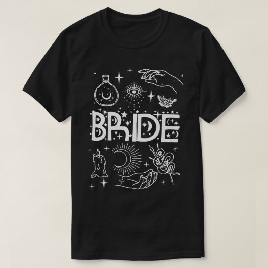 独身最後の女祭り 花嫁 & 花嫁の友達 少女 魔女 Tシャツ (デザイン正面)