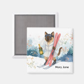 独身最後の旅のスキー シャム猫愛好家のための マグネット (正面/裏面)