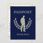 独身最後の旅のパスポート インビテーションポストカード (正面/裏面)