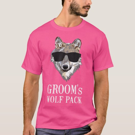 独身最後の狼パーティー 花婿のウルフパック Tシャツ (正面)