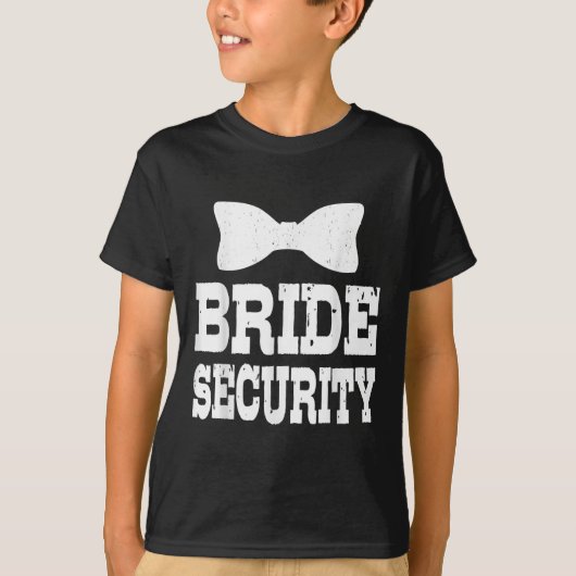 独身最後の花嫁セキュリティ面白子供結婚パーティーグッズ Tシャツ (正面)