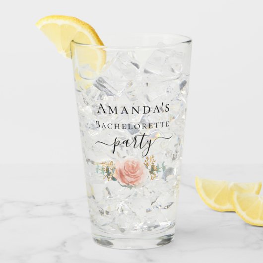 独身最後の花嫁パーティー ローズゴールド フローラル ユーカリ パーティー タンブラーグラス (アイス正面)
