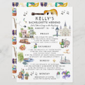 独身最後の週末の予定 |ニューオーリンズ 招待状 (正面/裏面)