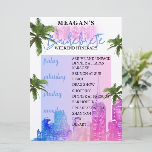 独身最後の週末の予定 | マイアミビーチ 招待状 (スタンド正面)