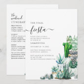 独身最後の週末パーティーと行程のサボテン 招待状 (正面/裏面)