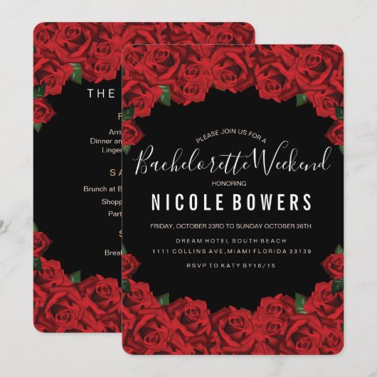 独身最後の週末パーティー予定招待状 招待状 (正面/裏面)