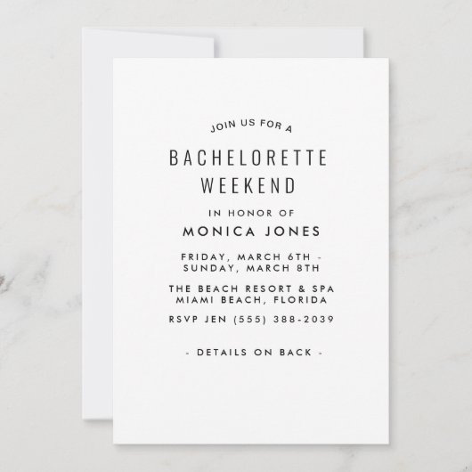 独身最後の週末パーティー招待 招待状 (正面)