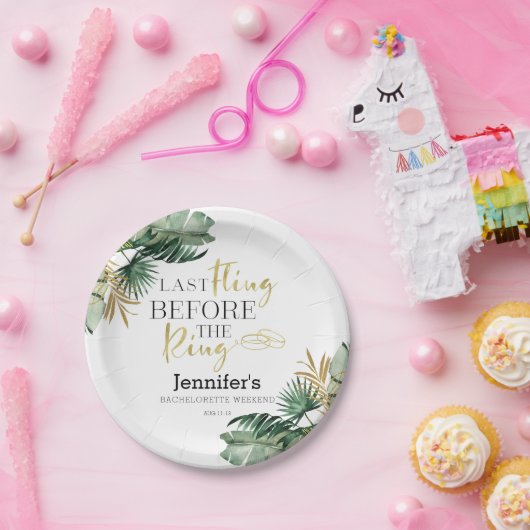 独身最後の週末パーティー用ペーパープレート | トロピカルリング ペーパープレート (パーティー)