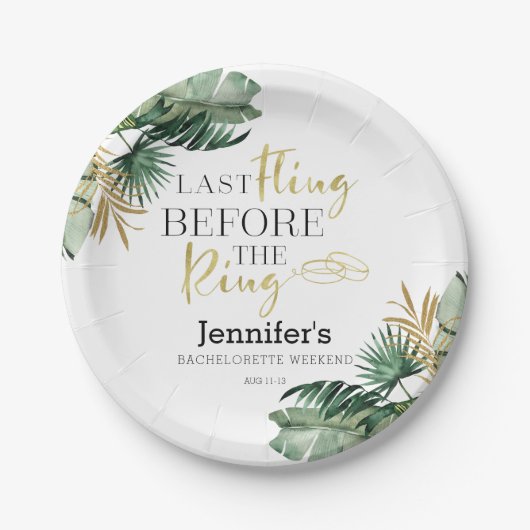 独身最後の週末パーティー用ペーパープレート | トロピカルリング ペーパープレート (正面)