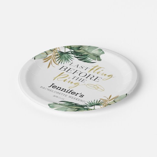 独身最後の週末パーティー用ペーパープレート | トロピカルリング ペーパープレート (アングル)