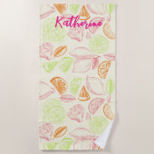 独身最後の週末パーティー ブライズメイド レモン ビーチタオル (正面)