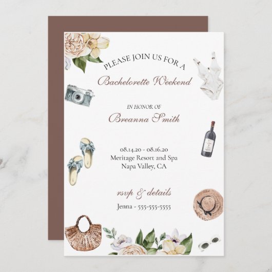 独身最後の週末ワイナリー招待状 招待状 (正面/裏面)