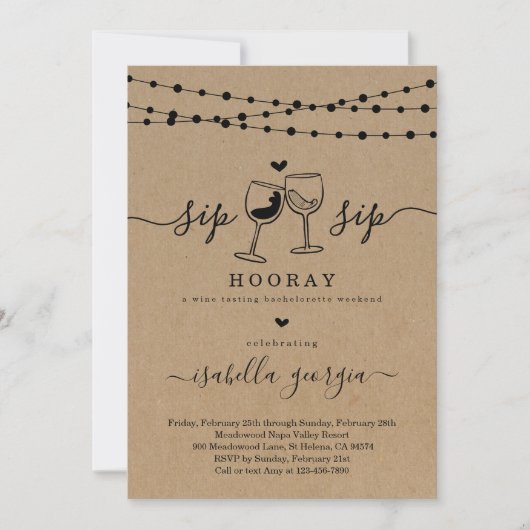 独身最後の週末ワインツアー計画 招待状 (正面)