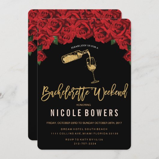 独身最後の週末予定招待状 招待状 (正面/裏面)