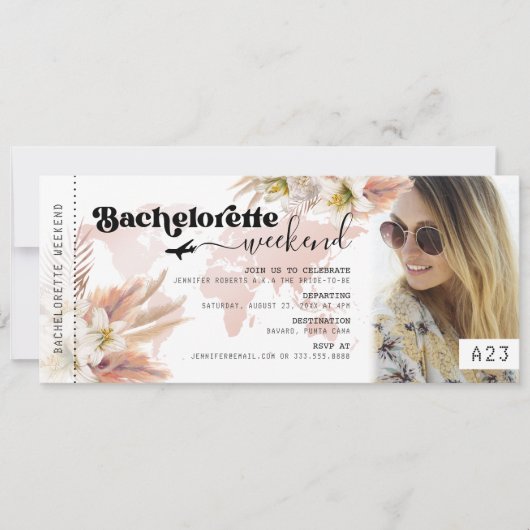 独身最後の週末旅行 搭乗券 招待状 (正面)