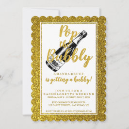 独身最後の週末計画 ゴールドグリッター 招待状